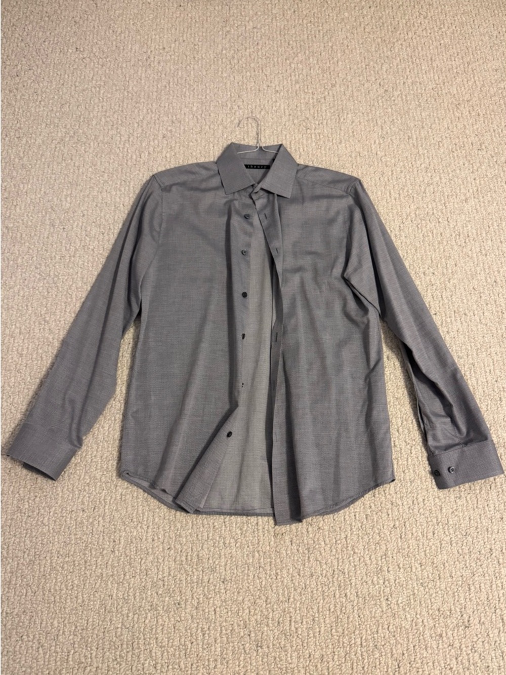 Theory Men's Grey Micro-Pattern Dress Shirt